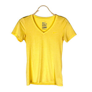 Nike Women's The Nike‎ Tee Yellow White Stripes Size XS